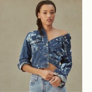 NWT BB Dakota Kane Acid Wash Jean Denim Blazer Jacket M